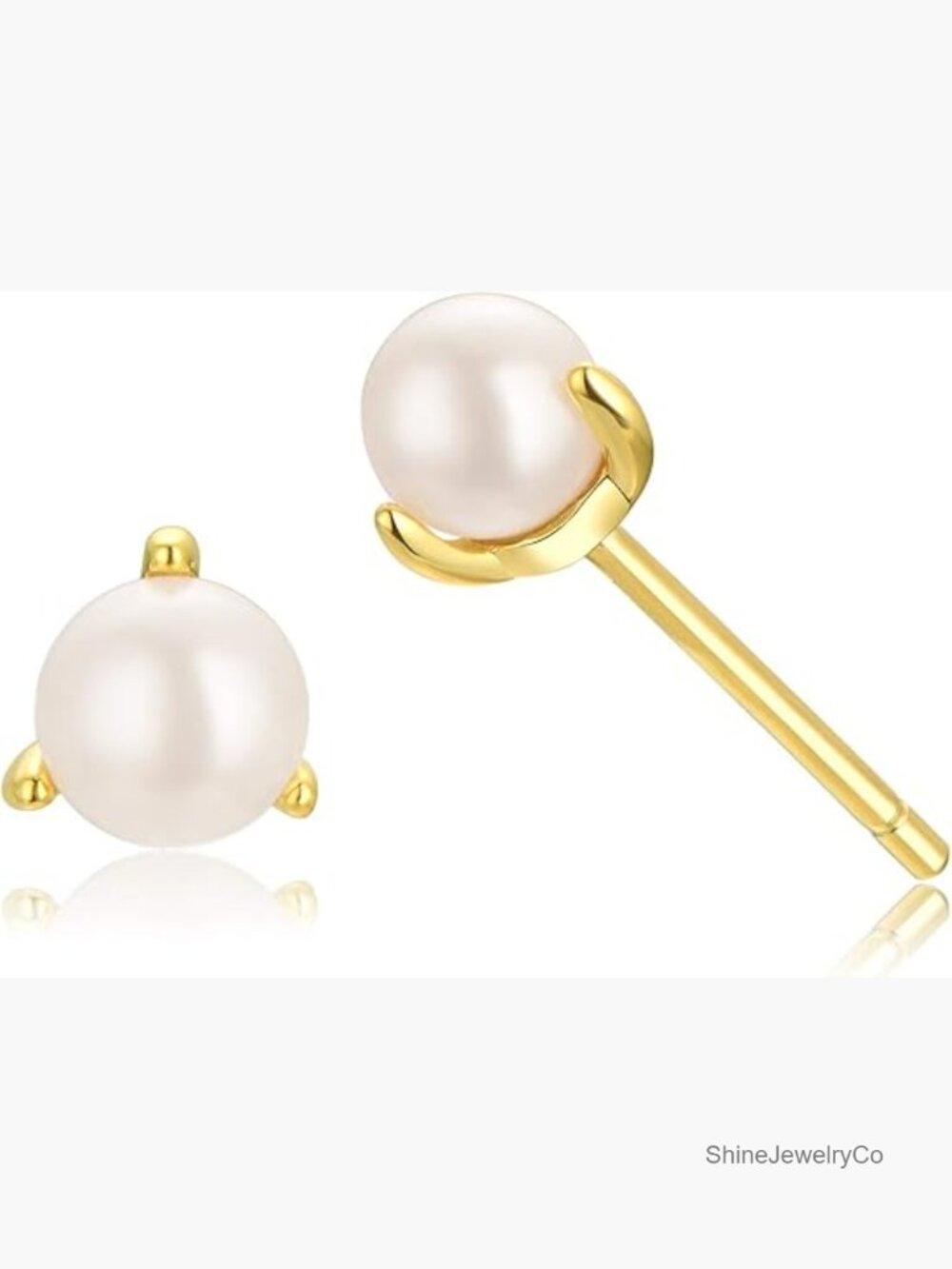 3mm Fresh Water Pearl Stud Earrings Sterling Silver 18K